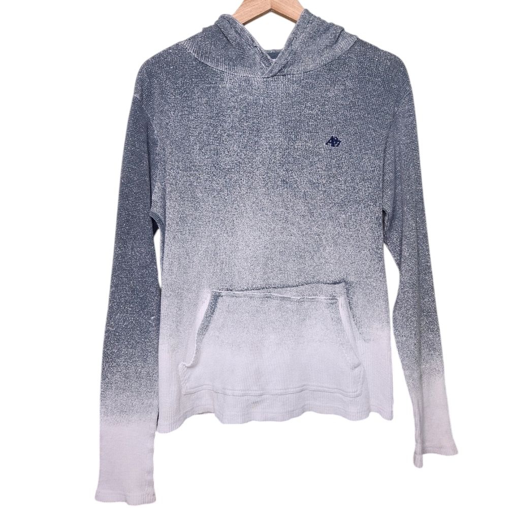 Aeropostale Thermal Gray White Splatter Ombre Hoodie M Kangaroo Pocket Acubi